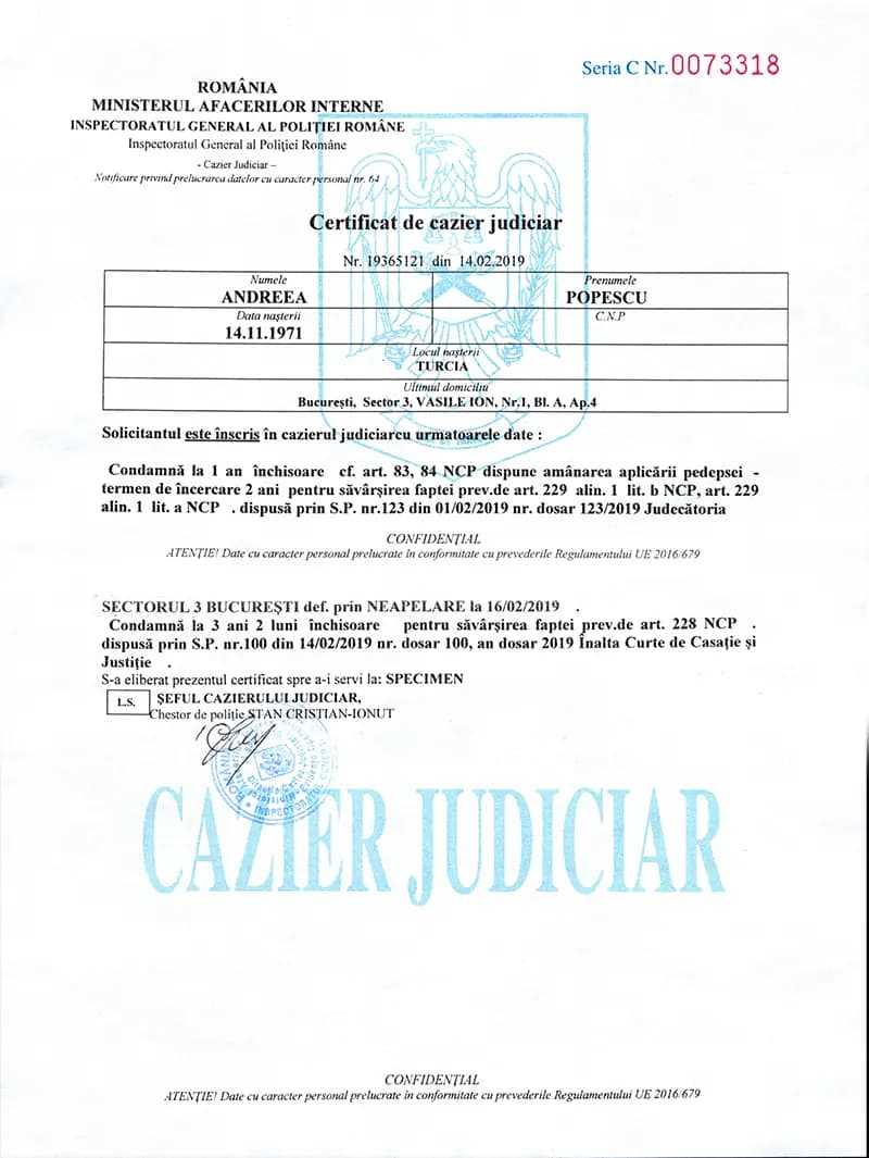 Eliberare Cazier Judiciar Online